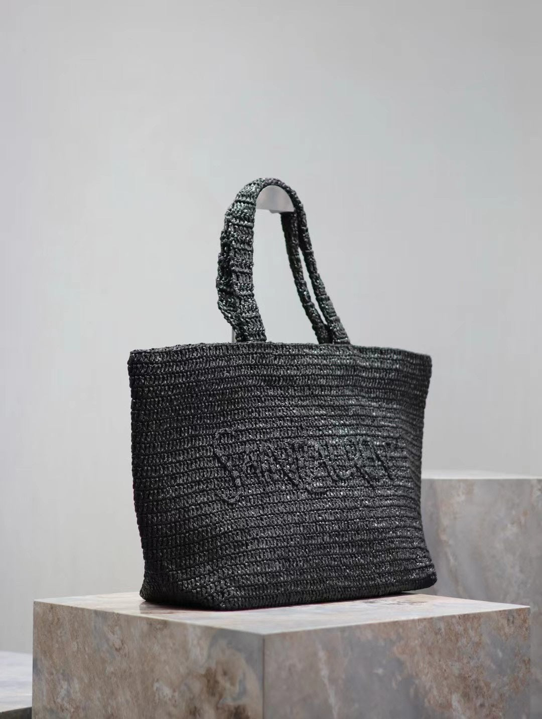 YSL Tragetasche 50CM Schwarz RAFFIA