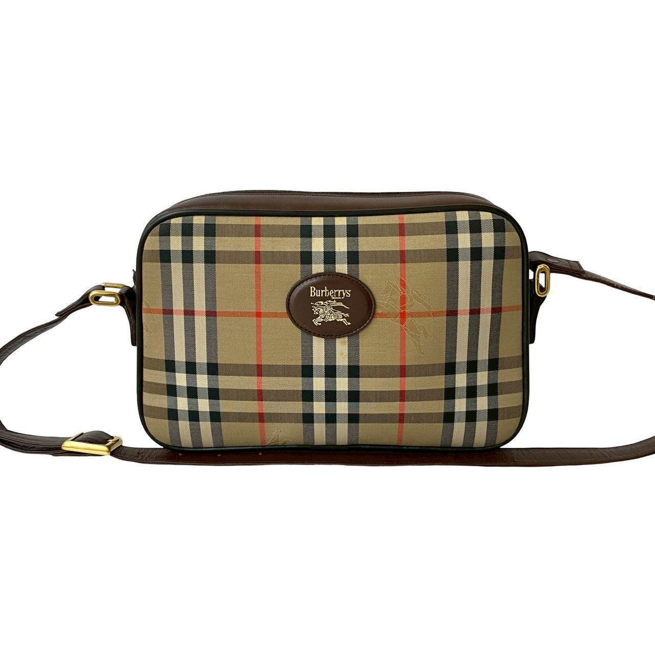 Burberrys Nova Check Canvas Leder Schultertasche