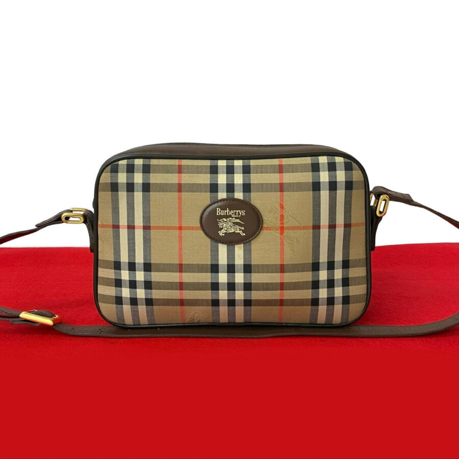 Burberrys Nova Check Canvas Leather Shoulder Bag | Studio Nafay