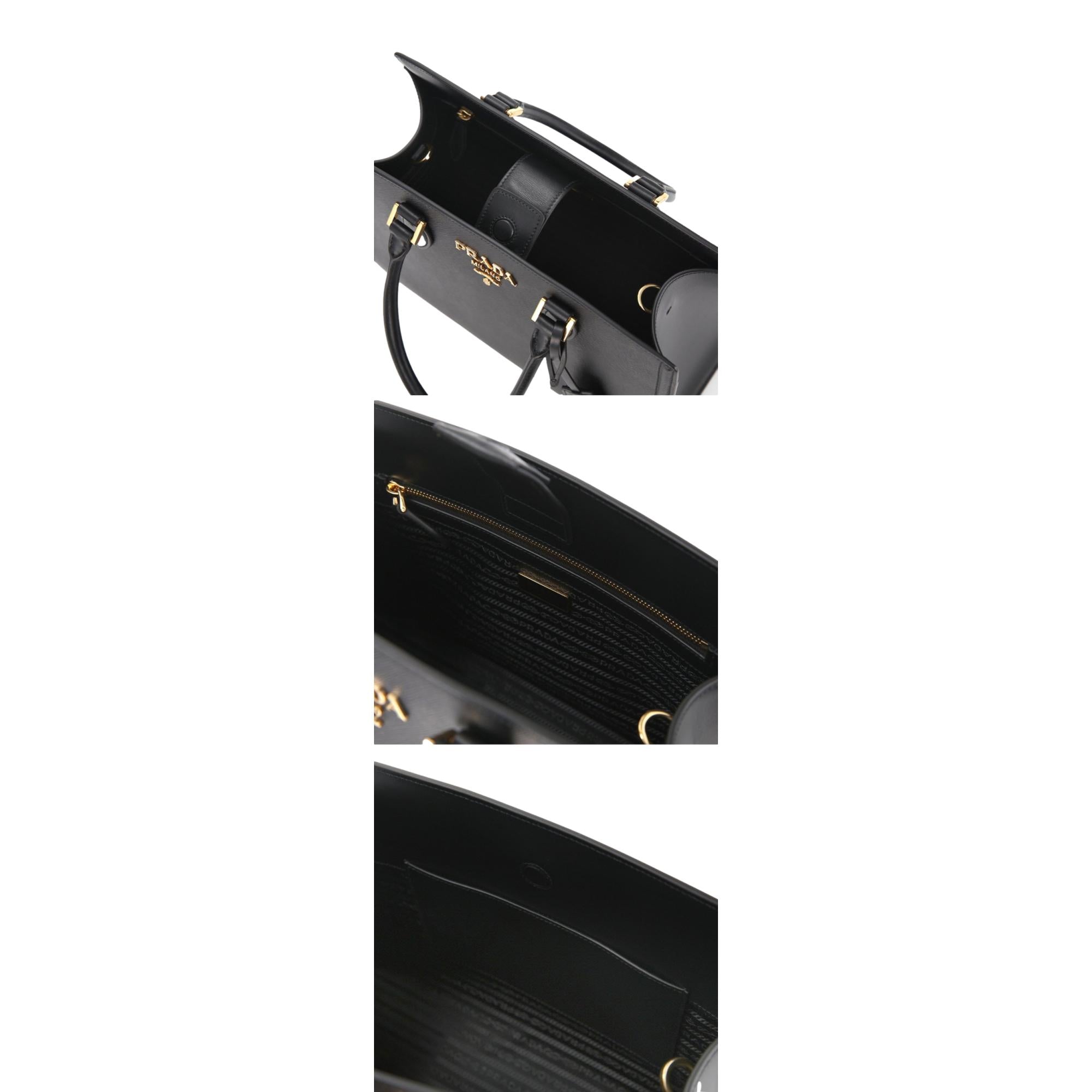 Prada Saffiano Lux Black Leather Large Crossbody Satchel Bag - Produktbild 2