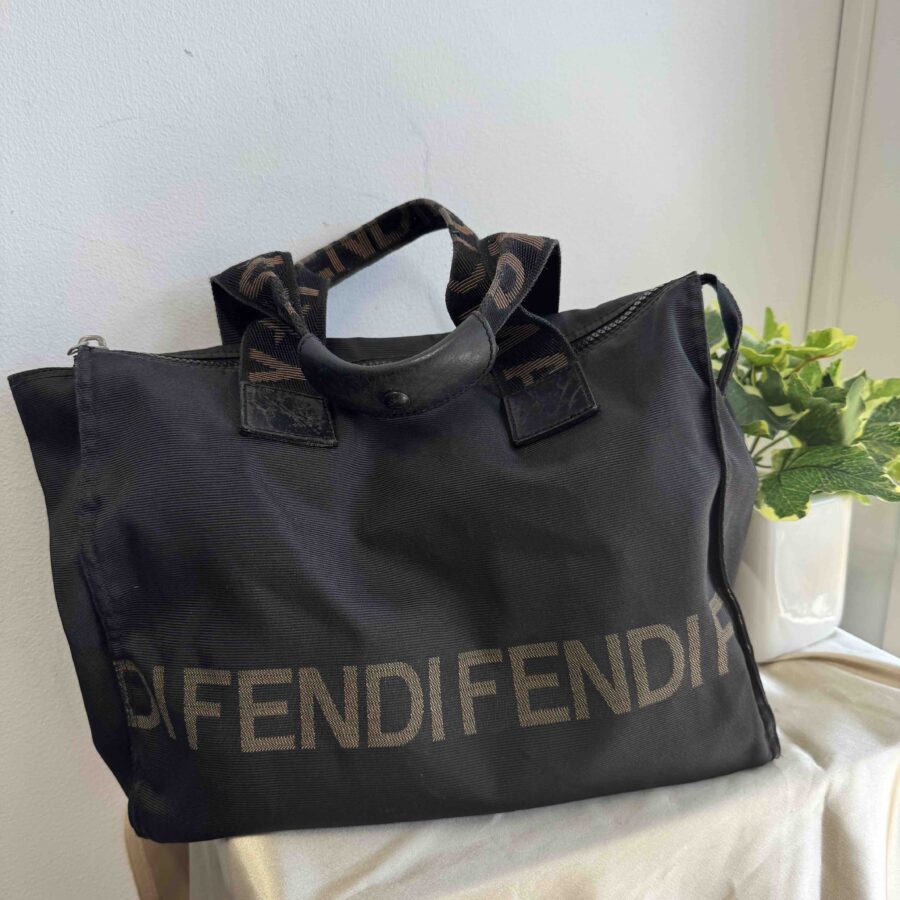 FENDI Tote Bag in Black Nylon with Fendi Logo | Studio Nafay