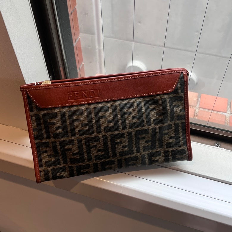 Fendi Leather Pouch AF700 Brown Clutch | Studio Nafay