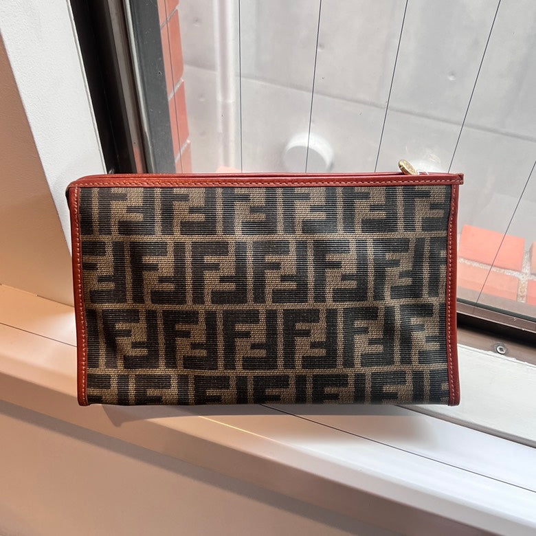 Fendi Leather Pouch AF700 Brown Clutch