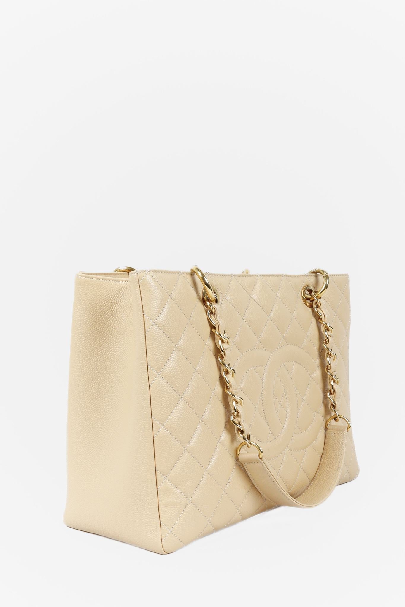 Chanel Beige Kaviar Grand Shopping Tote GST GHW