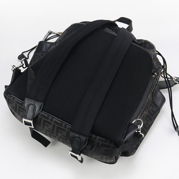 FENDI AG0M Strike Large Rucksack Leder/Jacquard Schwarz Herren