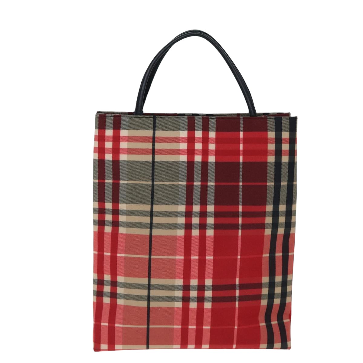 Burberry Nova Check Hand Bag Canvas Rot Auth yk13550